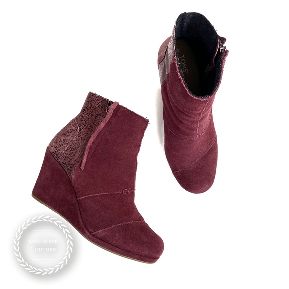 Toms Shoes - TOMS Metallic Crackle Suede Wedge Ankle Boots